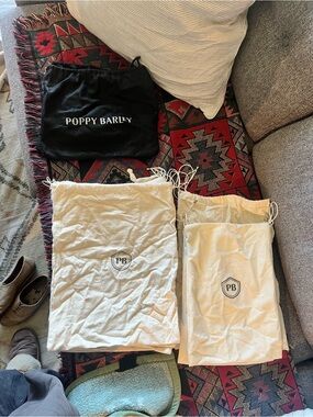 12 Poppy Barley Black and Cream Drawstring Dust Bags